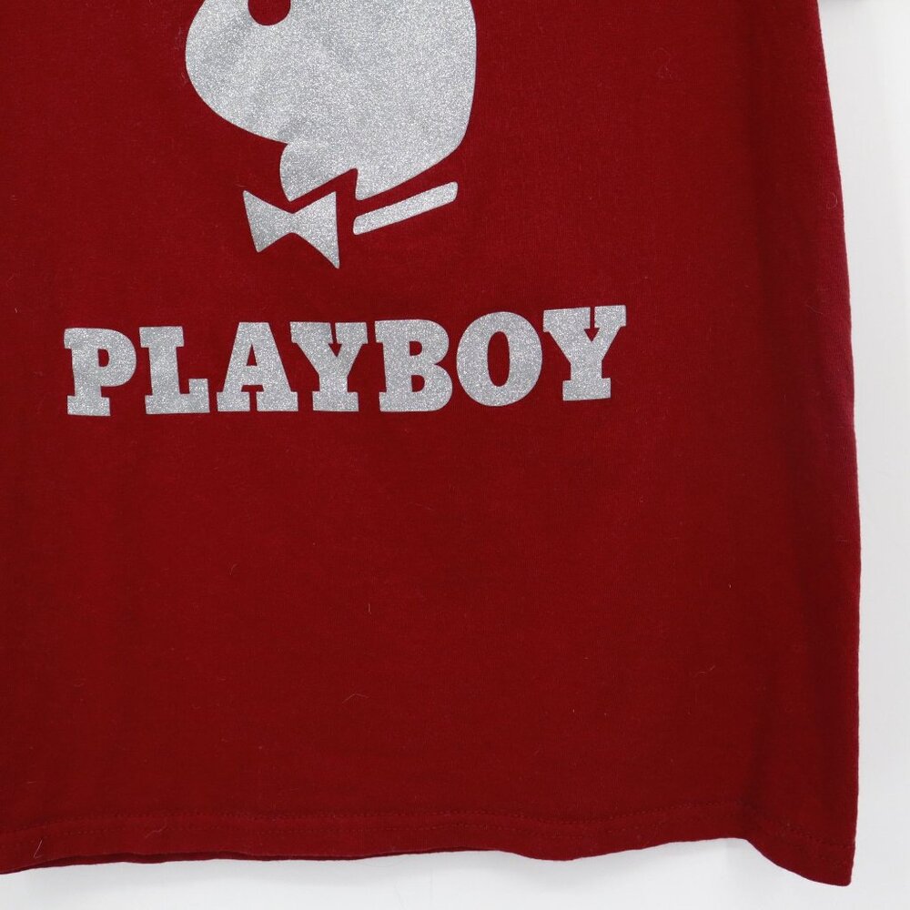 Playboy Glitter‎ Tee Womens S Red Edgy Iconic Statement Casual Trendy Rebellious - Picture 6 of 14